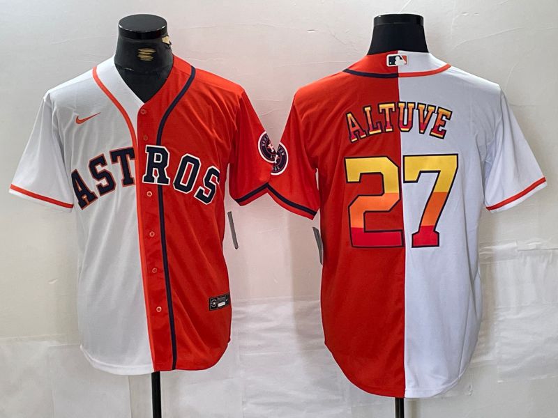 Men Houston Astros #27 Altuve White orange Nike 2024 MLB Jersey style 1->houston astros->MLB Jersey